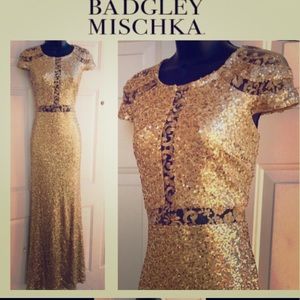 Badgley Mischka  gold sequin gown